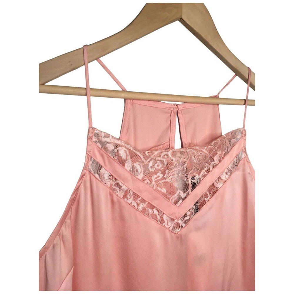 New Sugar Lips Aurora Lace Inset Racerback Cami Spaghetti Straps Blush Medium - Picture 3 of 12
